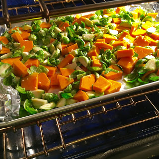 roasted butternut squash and brussels