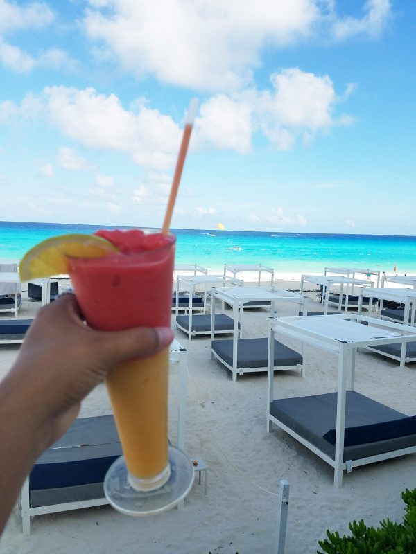 Frozen daiquiris at Sandos Cancun Lifestyle Resort are a great way to enjoy the beach and cabanas. 