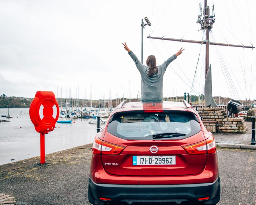 travel blogger rental car having a car in Ireland