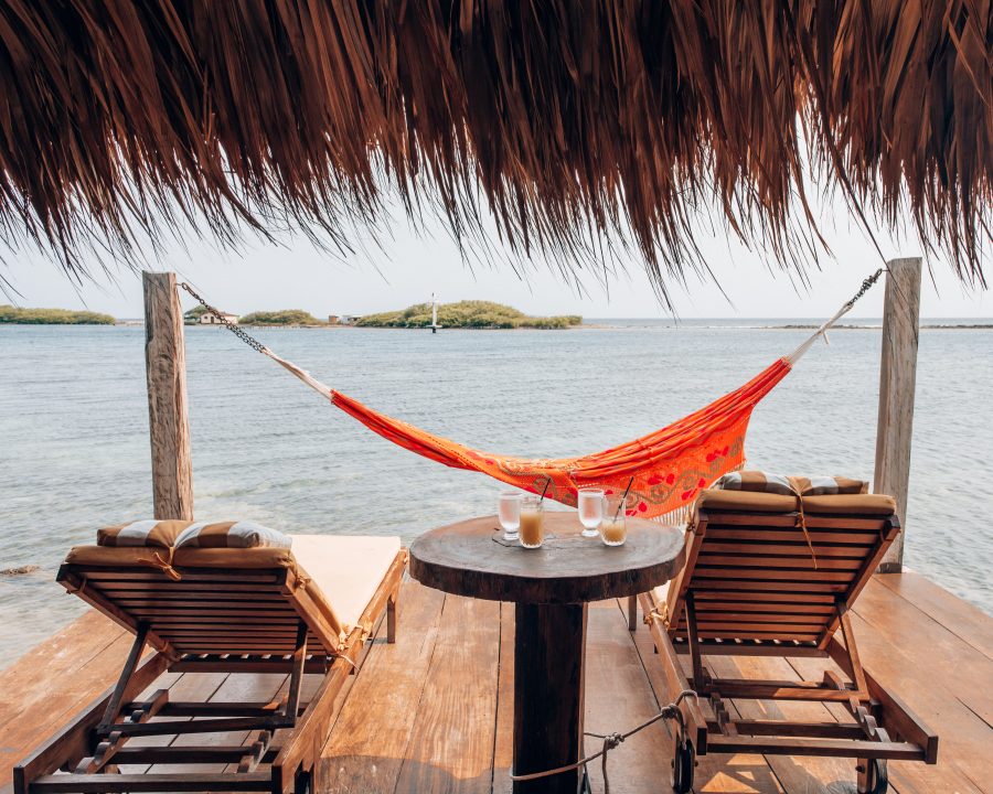 Breakfast with the best view at out overwater deck at Aruba Ocean Villas