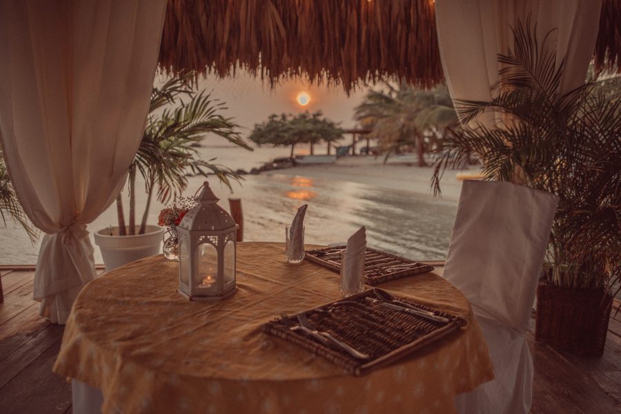 Romantic dinner by the beach at Aruba Ocean Villas in Aruba