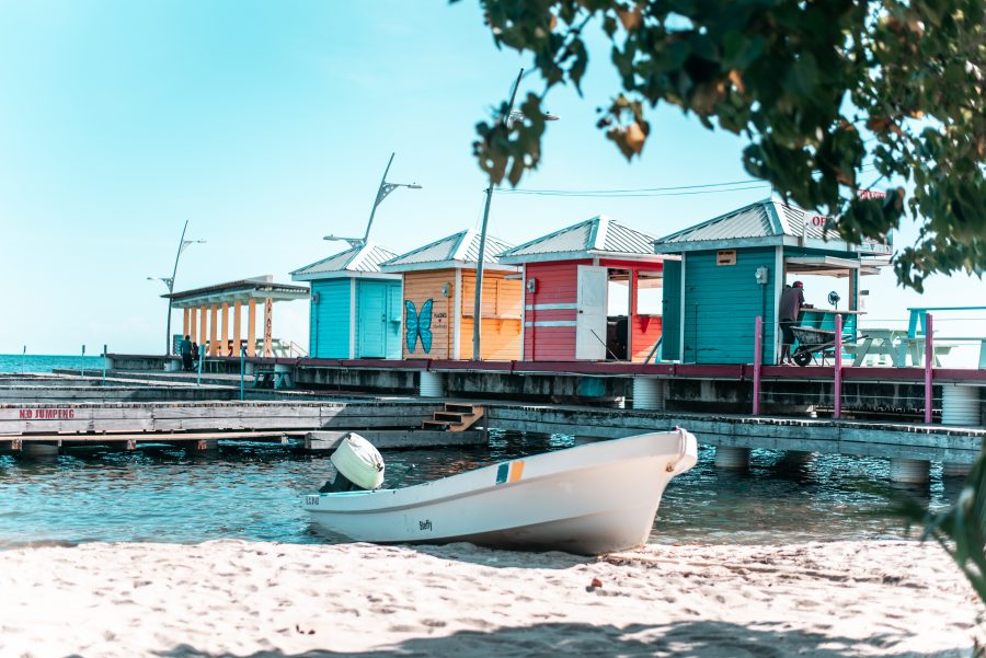 The colorful harbor of Placencia, Belize