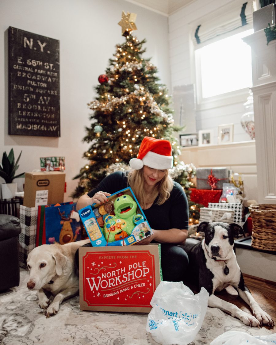 girl with two dogs wrapping presents verbal gold blog